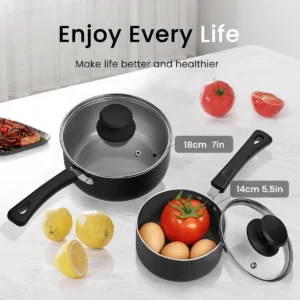Non-Stick Saucepan Set with Lids – 1 Qt & 2 Qt